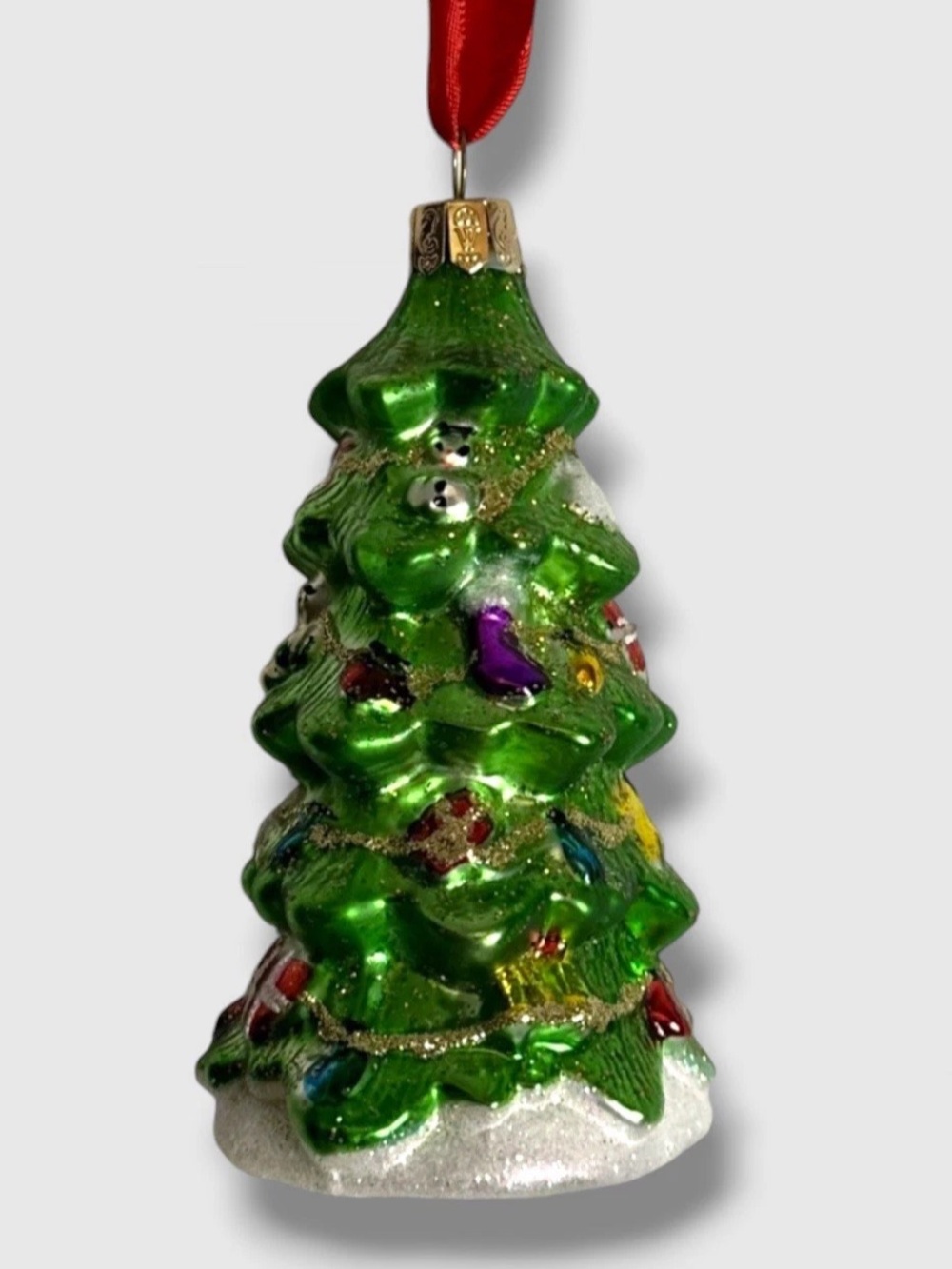 Waterford Holiday Heirloom Glass Green Christmas Tree Ornament ORIGINAL BOX